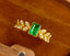14K GOLD 0.55 CT VIVID GREEN NATURAL EMERALD & DIAMOND RING