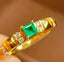 14K GOLD 0.35 CT NATURAL EMERALD & DIAMOND RING