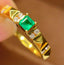 14K GOLD 0.35 CT NATURAL EMERALD & DIAMOND RING