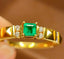 14K GOLD 0.35 CT NATURAL EMERALD & DIAMOND RING