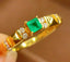 14K GOLD 0.35 CT NATURAL EMERALD & DIAMOND RING