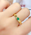 14K GOLD 0.35 CT NATURAL EMERALD & DIAMOND RING