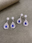 14K GOLD 2.41 CTW VIVID BLUE NATURAL SAPPHIRE & DIAMOND EARRINGS