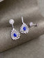 14K GOLD 2.41 CTW VIVID BLUE NATURAL SAPPHIRE & DIAMOND EARRINGS