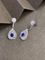 14K GOLD 2.41 CTW VIVID BLUE NATURAL SAPPHIRE & DIAMOND EARRINGS