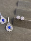 14K GOLD 2.41 CTW VIVID BLUE NATURAL SAPPHIRE & DIAMOND EARRINGS