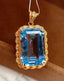 14K GOLD 13.1 CT NATURAL TOPAZ & DIAMOND PENDANT( WITHOUT CHAIN )