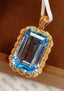 14K GOLD 13.1 CT NATURAL TOPAZ & DIAMOND PENDANT( WITHOUT CHAIN )