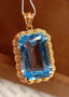 14K GOLD 13.1 CT NATURAL TOPAZ & DIAMOND PENDANT( WITHOUT CHAIN )
