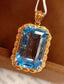 14K GOLD 13.1 CT NATURAL TOPAZ & DIAMOND PENDANT( WITHOUT CHAIN )