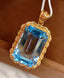14K GOLD 13.1 CT NATURAL TOPAZ & DIAMOND PENDANT( WITHOUT CHAIN )