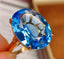 14K GOLD 13 CT NATURAL TOPAZ & DIAMOND RING