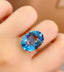 14K GOLD 13 CT NATURAL TOPAZ & DIAMOND RING