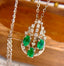 14K GOLD 1.1 CT VIVID GREEN NATURAL EMERALD & DIAMOND PENDANT( WITHOUT CHAIN )