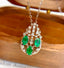14K GOLD 1.1 CT VIVID GREEN NATURAL EMERALD & DIAMOND PENDANT( WITHOUT CHAIN )