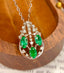 14K GOLD 1.1 CT VIVID GREEN NATURAL EMERALD & DIAMOND PENDANT( WITHOUT CHAIN )