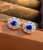14K GOLD 0.6 CT NATURAL SAPPHIRE & DIAMOND EARRINGS