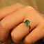 14K GOLD 1.40 CTW VIVID GREEN NATURAL EMERALD & DIAMOND RING