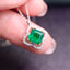 14K GOLD 1.22 CTW VIVID GREEN NATURAL EMERALD & DIAMOND NECKLACE