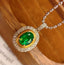 14K GOLD 1 CT VIVID GREEN NATURAL EMERALD & DIAMOND PENDANT( WITHOUT CHAIN )