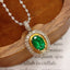 14K GOLD 1 CT VIVID GREEN NATURAL EMERALD & DIAMOND PENDANT( WITHOUT CHAIN )