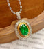 14K GOLD 1 CT VIVID GREEN NATURAL EMERALD & DIAMOND PENDANT( WITHOUT CHAIN )