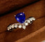 14K GOLD 1.6 CT VIVID BLUE NATURAL SAPPHIRE & DIAMOND RING