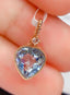 14K GOLD 2.28 CT NATURAL AQUAMARINE & SAPPHIRE PENDANT( WITHOUT CHAIN )
