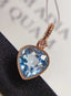 14K GOLD 2.28 CT NATURAL AQUAMARINE & SAPPHIRE PENDANT( WITHOUT CHAIN )