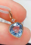 14K GOLD 2.28 CT NATURAL AQUAMARINE & SAPPHIRE PENDANT( WITHOUT CHAIN )