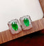 14K GOLD 0.8 CT VIVID GREEN NATURAL EMERALD & DIAMOND EARRINGS