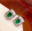 14K GOLD 0.8 CT VIVID GREEN NATURAL EMERALD & DIAMOND EARRINGS