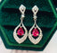 14K GOLD 1 CT NATURAL RUBY & DIAMOND EARRINGS