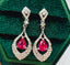 14K GOLD 1 CT NATURAL RUBY & DIAMOND EARRINGS