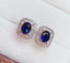 14K GOLD 1 CT VIVID BLUE NATURAL SAPPHIRE & DIAMOND EARRINGS