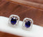 14K GOLD 1 CT VIVID BLUE NATURAL SAPPHIRE & DIAMOND EARRINGS