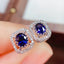 14K GOLD 1 CT VIVID BLUE NATURAL SAPPHIRE & DIAMOND EARRINGS