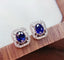 14K GOLD 1 CT VIVID BLUE NATURAL SAPPHIRE & DIAMOND EARRINGS
