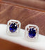 14K GOLD 1 CT VIVID BLUE NATURAL SAPPHIRE & DIAMOND EARRINGS