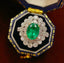 14K GOLD 1.8 CT VIVID GREEN NATURAL EMERALD & DIAMOND RING