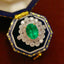 14K GOLD 1.8 CT VIVID GREEN NATURAL EMERALD & DIAMOND RING