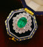 14K GOLD 1.8 CT VIVID GREEN NATURAL EMERALD & DIAMOND RING