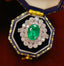 14K GOLD 1.8 CT VIVID GREEN NATURAL EMERALD & DIAMOND RING
