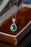 14K GOLD 1.20 CTW VIVID GREEN NATURAL EMERALD & DIAMOND NECKLACE