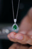 14K GOLD 1.20 CTW VIVID GREEN NATURAL EMERALD & DIAMOND NECKLACE