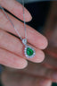 14K GOLD 1.20 CTW VIVID GREEN NATURAL EMERALD & DIAMOND NECKLACE