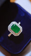 14K GOLD 2.26 CTW VIVID GREEN NATURAL EMERALD & DIAMOND RING
