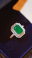 14K GOLD 2.26 CTW VIVID GREEN NATURAL EMERALD & DIAMOND RING