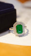 14K GOLD 2.26 CTW VIVID GREEN NATURAL EMERALD & DIAMOND RING