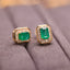14K GOLD 1.20 CT VIVID GREEN NATURAL EMERALD & DIAMOND EARRINGS